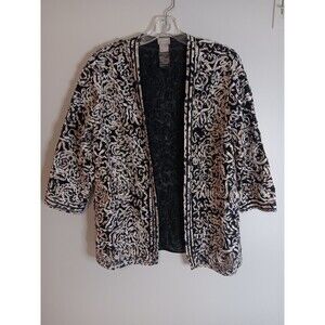 Chicos Travelers Blazer Size 0 Womens Small Spiral Pattern Open Front